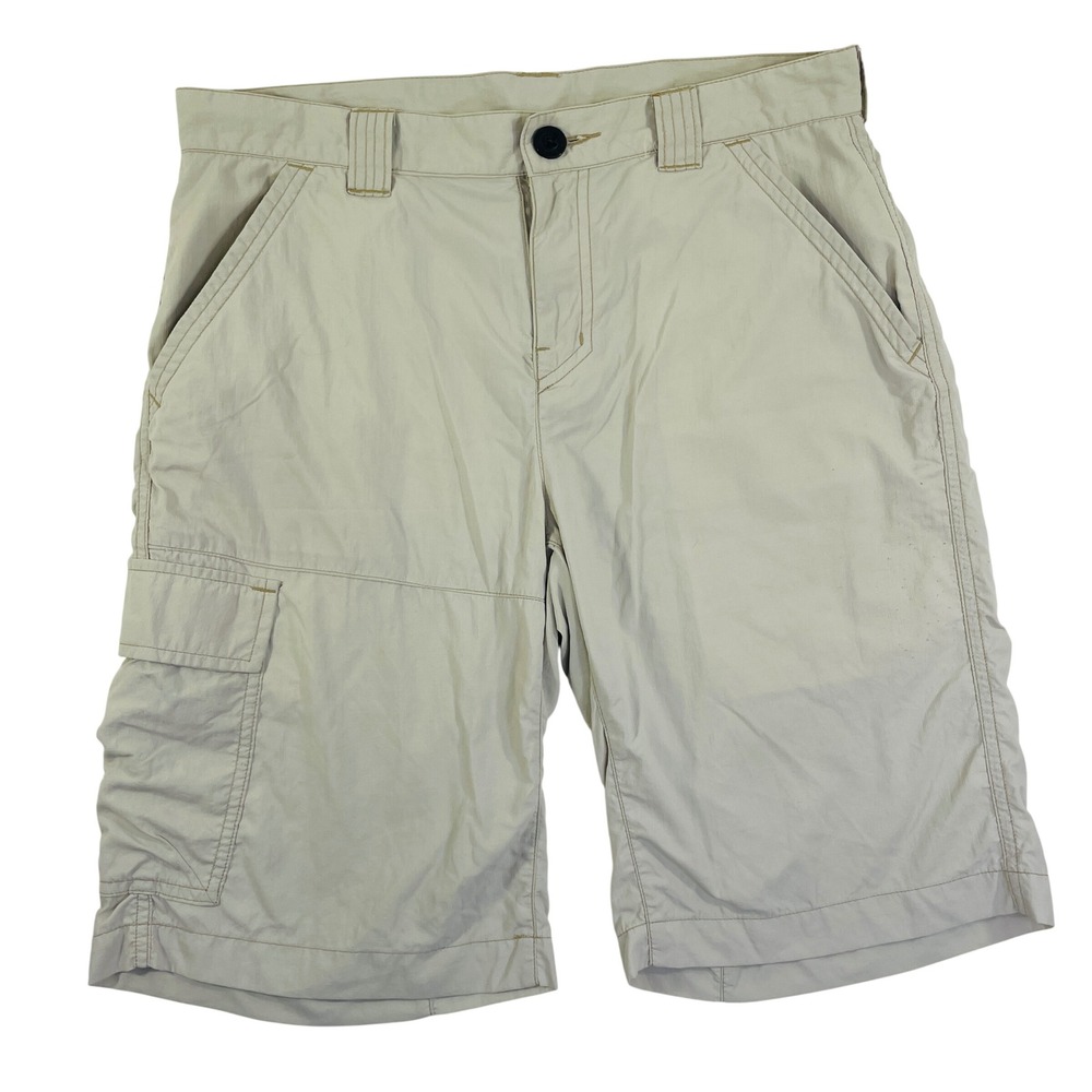 Columbia Mens Omni-Shade Cargo Shorts Tan Khaki 30w 11L Hiking Outdoor Ripstop